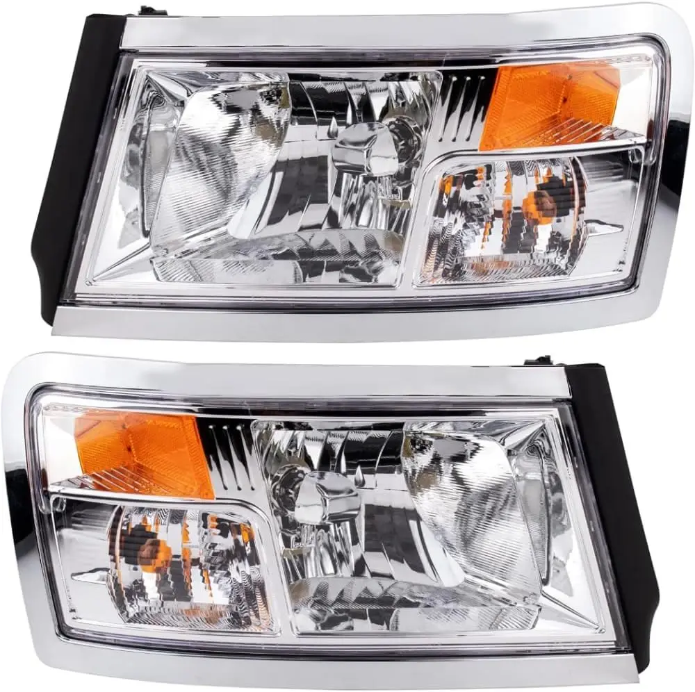 Factory Style Halogen Headlight Bezel Assembly Replacement Compatible with Dodge Dakota 2008-2010 Ram Dakota 2011, Includes Pair