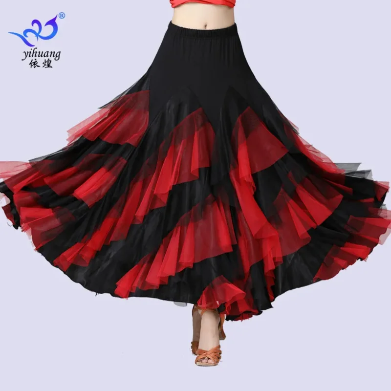 1 pz/lotto Costume da ballo per donna Flamenco Valzer Gonna da ballo da sala Gonna lunga spagnola classica grande altalena