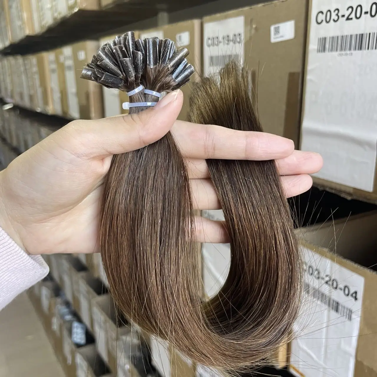 وصلات شعر على شكل حرف U لون بني 4 #   100% وصلات شعر بشري قبل المستعبدين 30 جرام/50 ثانية الساخن الانصهار الكيراتين الترابط الشعر 12-20in