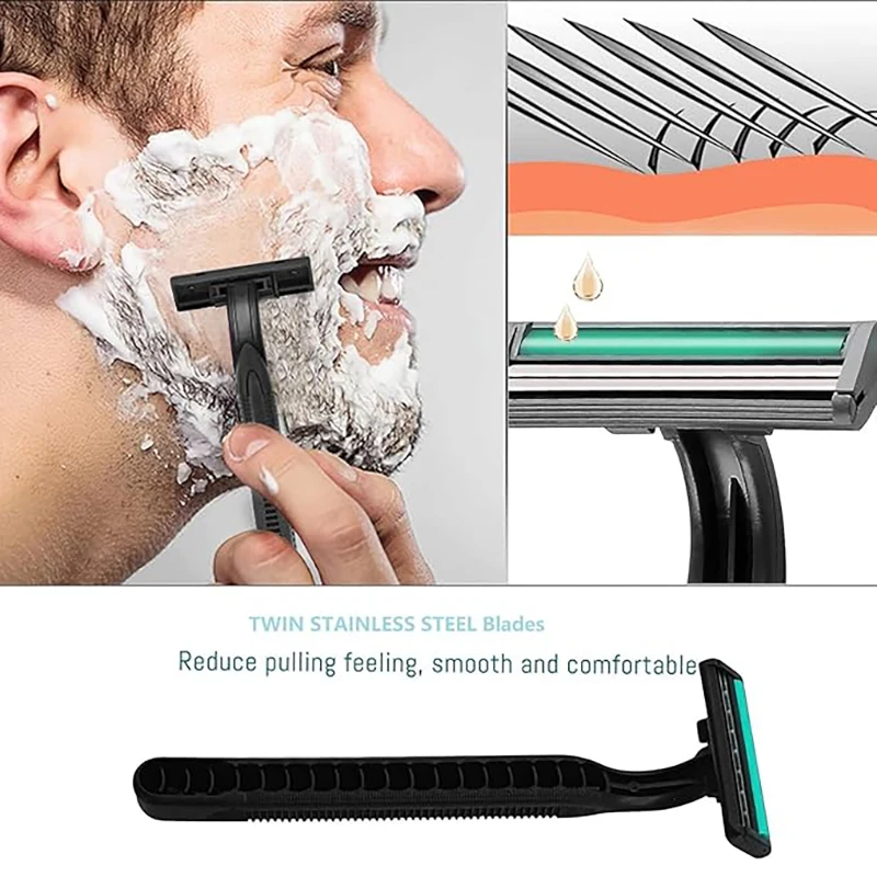 

5Pcs/Pack 2-Layers Disposable Shaving Razor with lubricant strip Manual Safety Shaver Multipurpose Portable Bathing Hotel Travel