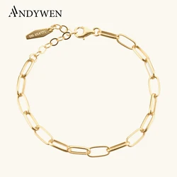 ANDYWEN 2020 New 925 Sterling Silver Gold Horoscope Chain Bracelet Women Fashion Fine Jewelry Square 2021 Rock Punk Party Jewels