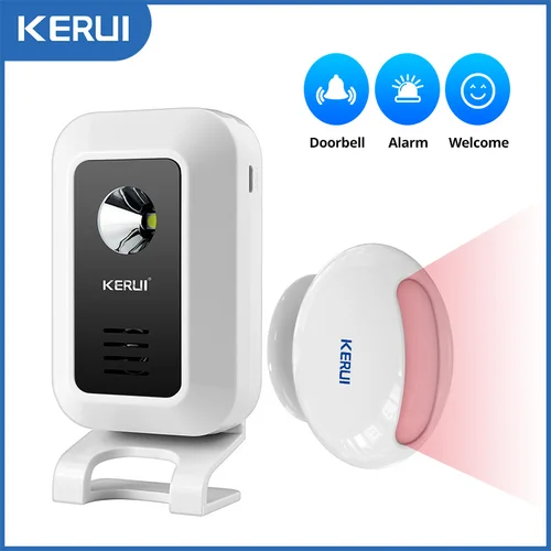 KERUI M7 Sensor de movimiento de bienvenida alarma de seguridad 32 canciones timbre inalámbrico hogar inteligente LED luz nocturna puerta ventana tienda