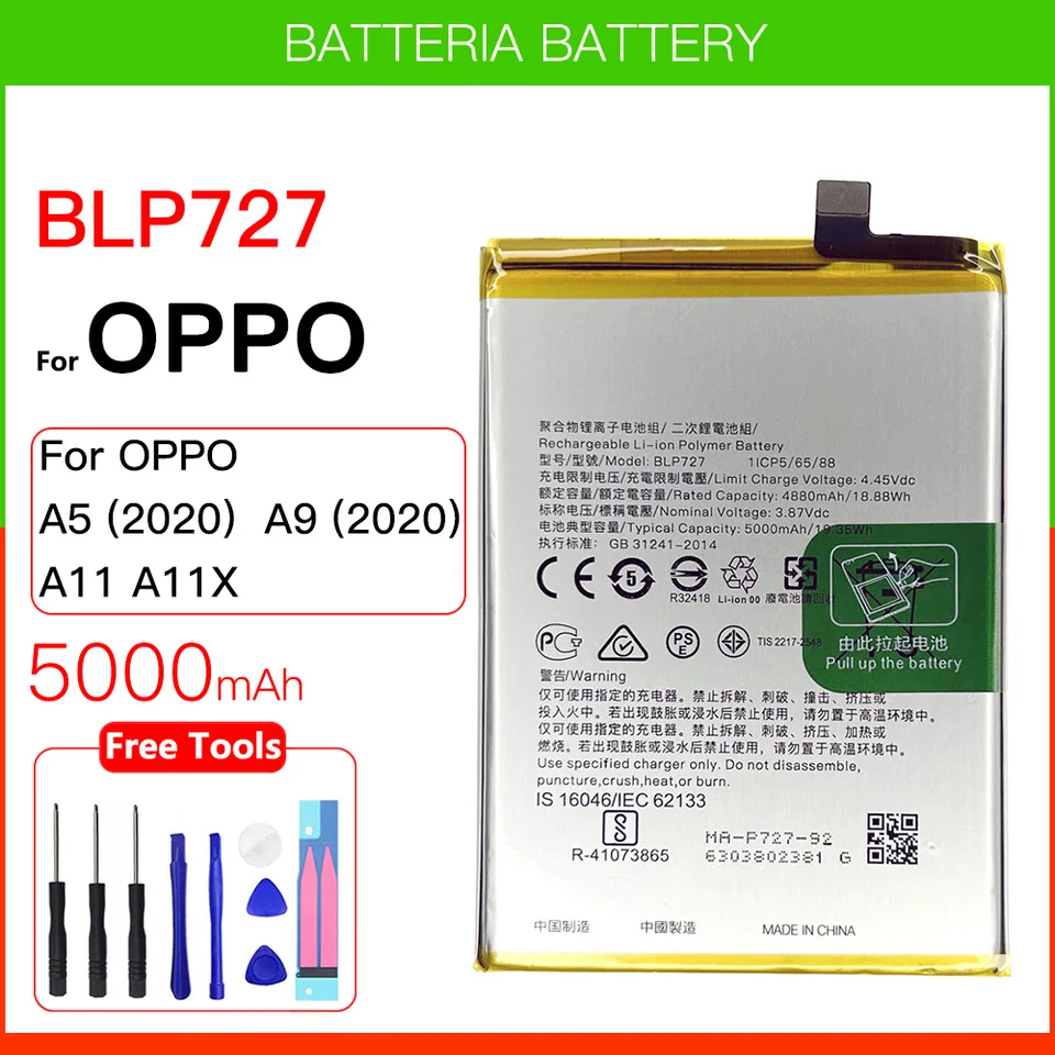 5000mAh Battery for OPPO A5 2020 A9 2020 A11X A11