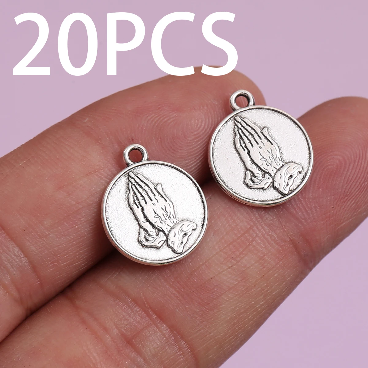 20-Piece Set of Embossed Prayer Hand Pendants, Vintage Style Prayer Hand Pendants, Suitable for DIY Bracelets, Necklaces, and Earrings, Handmade Beaded Decoration Accessories