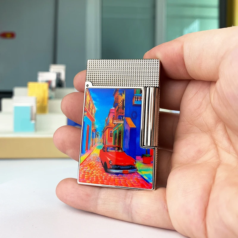 

Новая памятная серия, роскошная бутановая зажигалка с одним и двойным пламенем, плоский тон, натуральная краска для курильщика L2, серия 19011