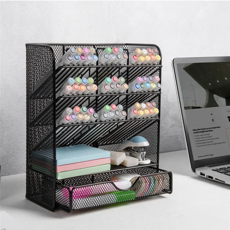 

SHGO-Mesh Desk Organizer For School, Home, Office, Multi-Functional Pen Holder, Desktop Stationary Storage Rack