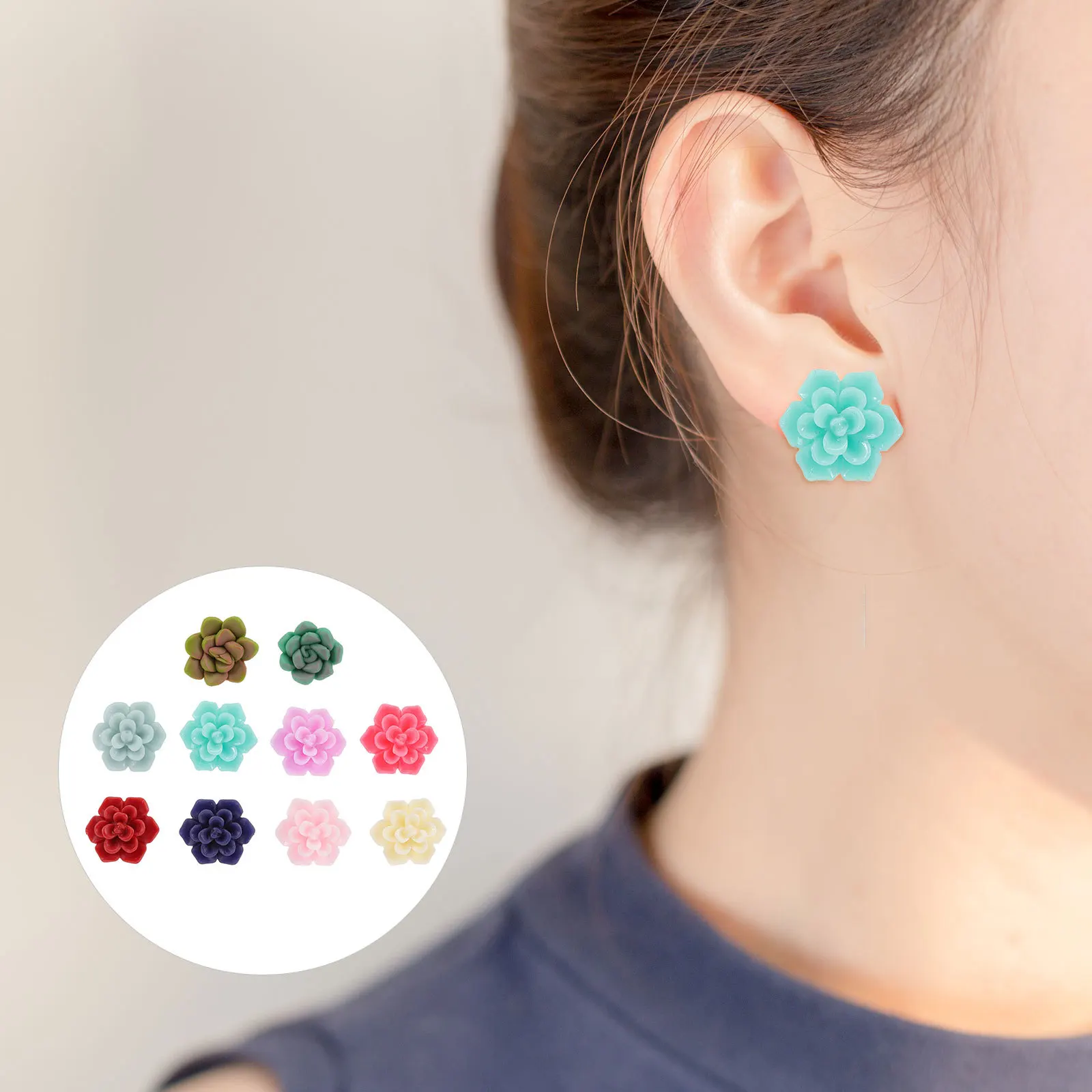 

10Pcs Succulent Earrings Creative Plant Ear Stud Elegant Casual Formal Jewelry Gift Women Succulent Earrings