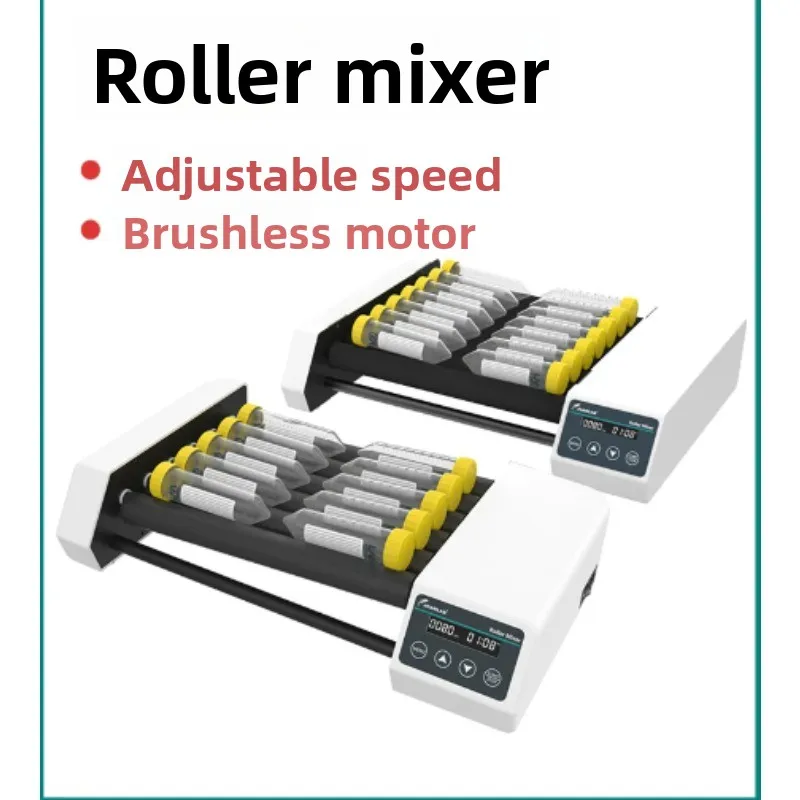 Digital Roller Mixer Lab Blood Tube Rocker, Adjustable Speed Timing Roller Shaker, Brushless Motor Low Noise Sample Mixer