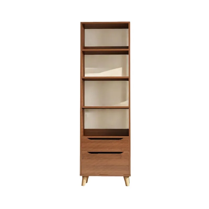 Solid wood bookshelf, floor-to-ceiling shelf, household bookcase, locker integrated, locker next to the TV