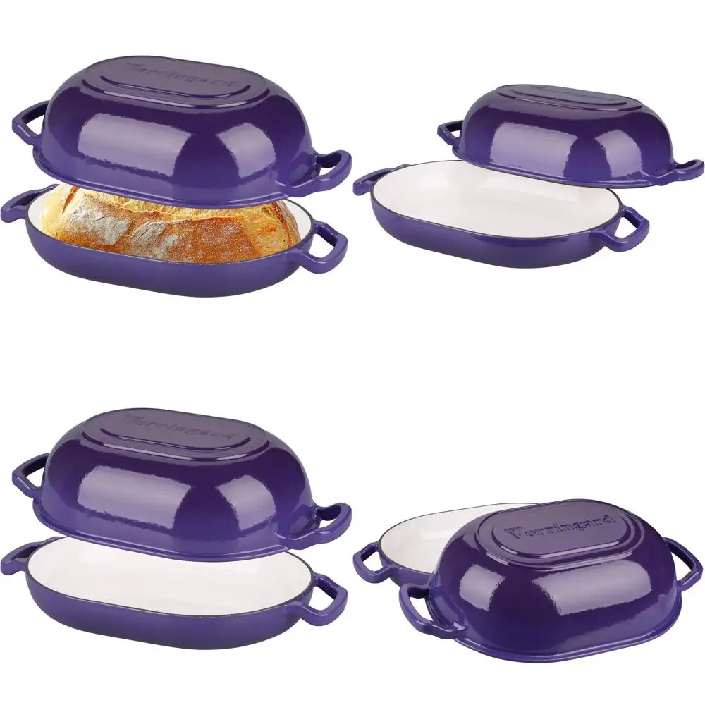 

Homemade Sourdough Bread Baking Pan - Enamel Cast Iron Dutch Oven with Lid for Loaf and Meatloaf Recipes