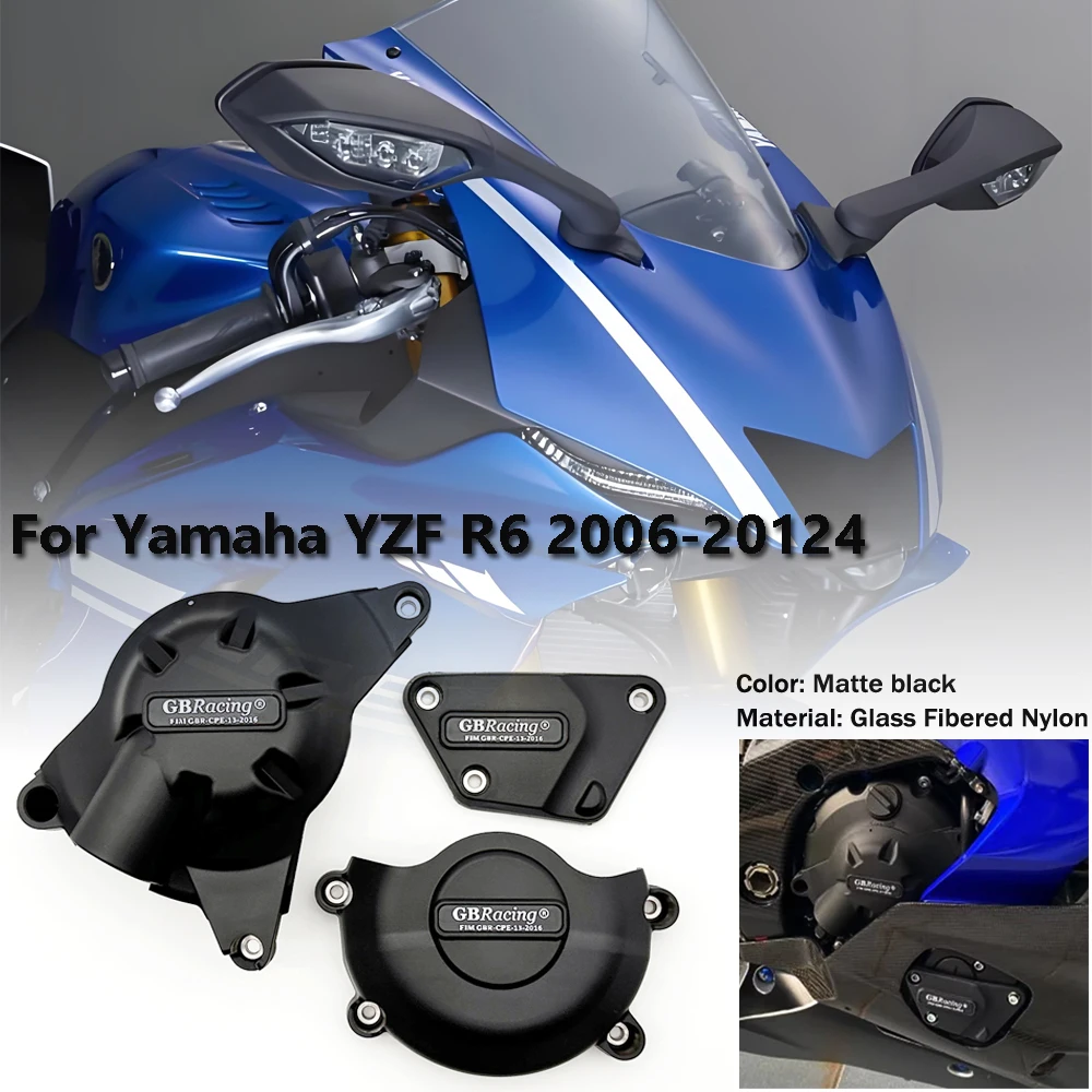 

GB Racing Engine Cover Protection Fits for Yamaha YZF R6 2006-2024 Motocrosss Anti collision protection kit