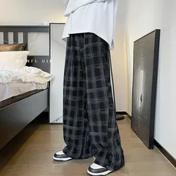 Check Trend Plaid Baggy Trousers For Men Loose Classic Korean Style Designer Clothes Big Size Harajuku Fashion Casual Pants Man