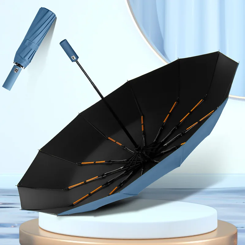 Automatic Umbrella 24 Bone Solid Color Automatic Umbrella Light Collapsible Large Size Outdoor Sunshade Uv Protection image 4