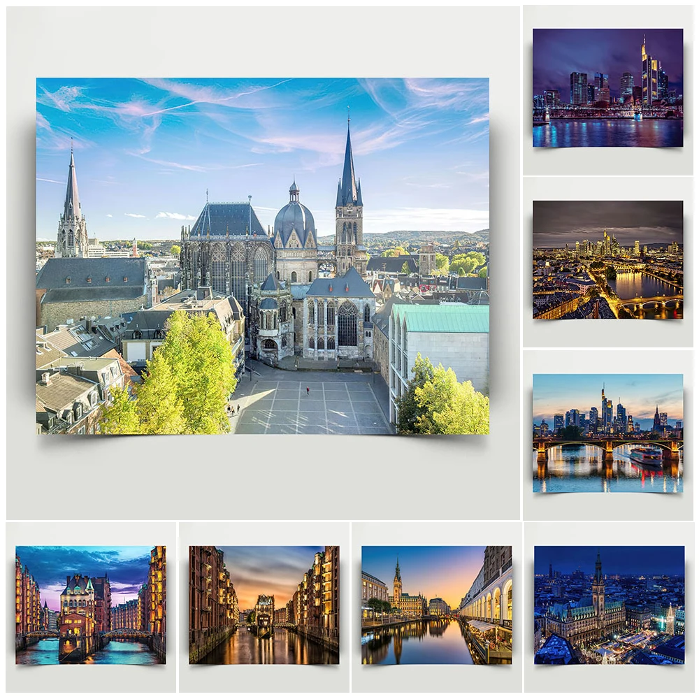 Германия путешествия настенная живопись на холсте Гамбург Франкфурт Айман город здание плакат современный принт для гостиной домашний декор