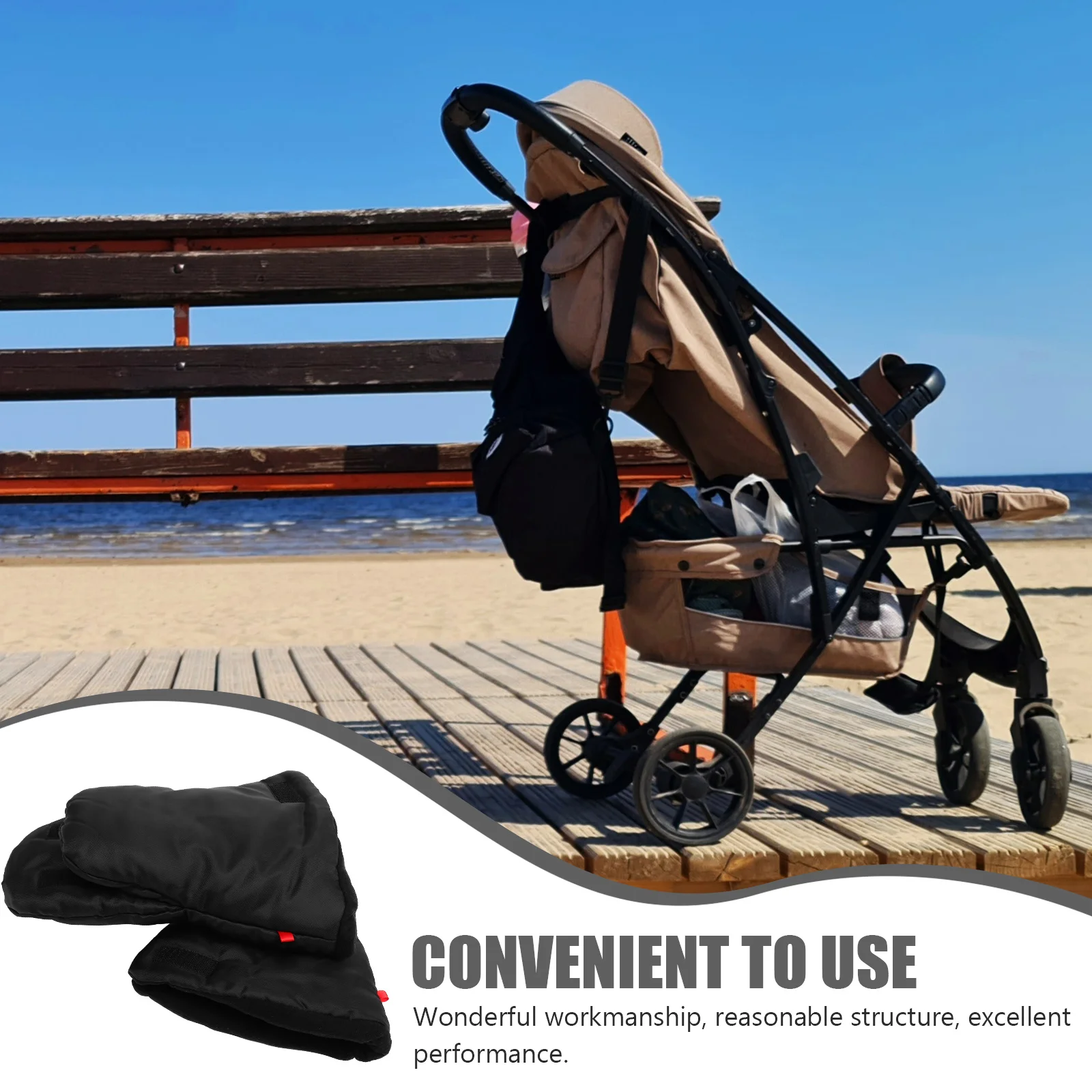 1 пара теплых варежек для коляски, изолированные ветрозащитные зимние перчатки, съемный дизайн, классический цвет, муфта для коляски