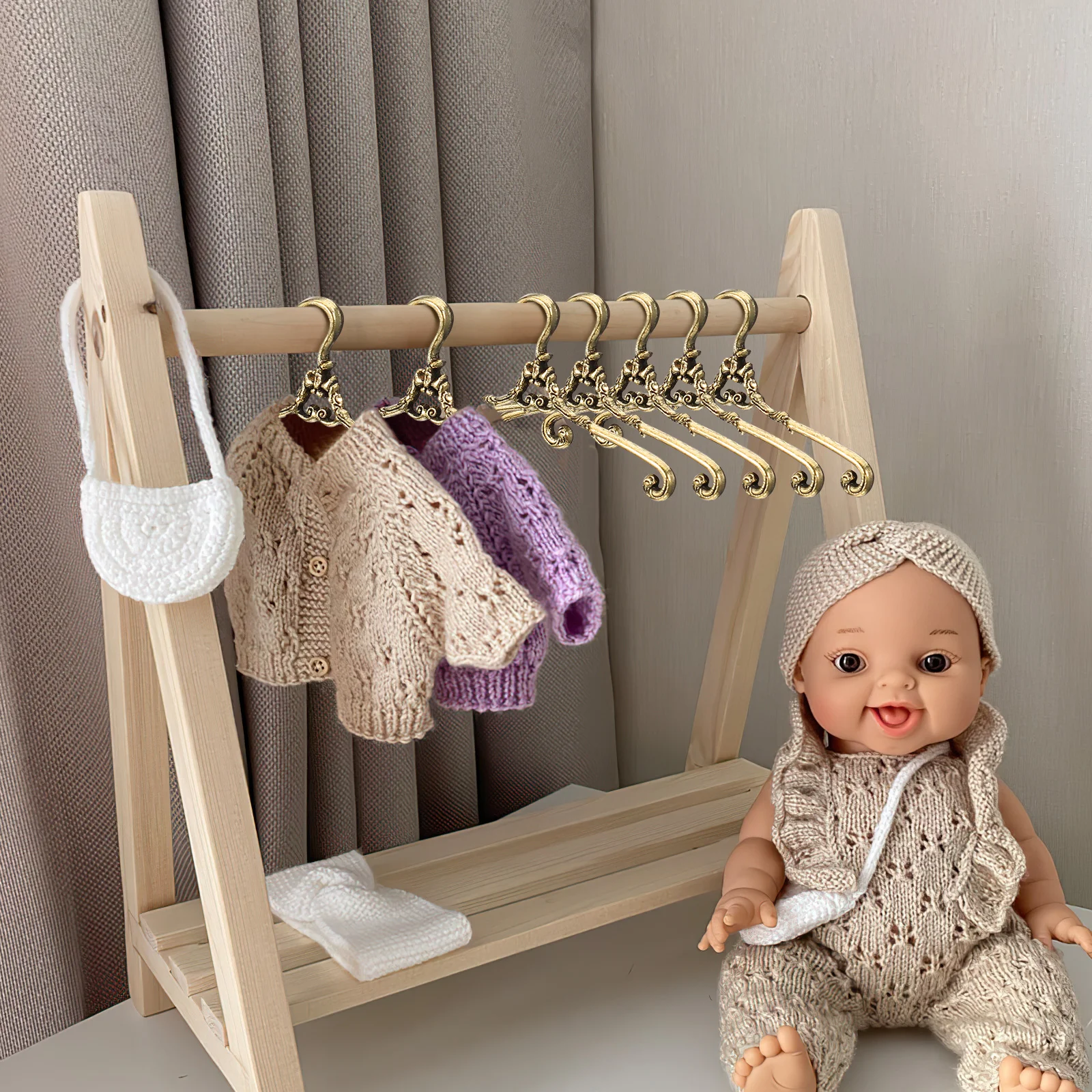 24 Pcs Mini Hanger Hangers for Infant Clothes Miniature Toys Baby Dolls Pants Little Storage