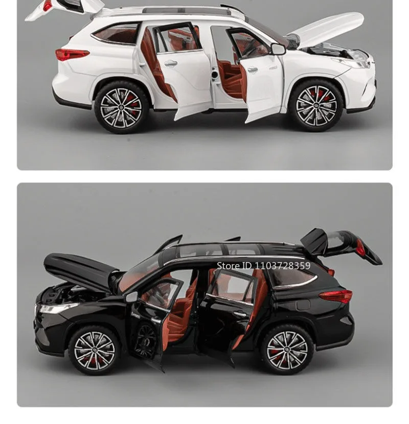 Maßstab 1:24 Highlander RAV4 Spielzeugmodell Miniaturautos Legierung Druckguss Sound Licht Türen geöffnet Zurückziehen Stoßdämpfung Jungen Geschenke – Detail 13
