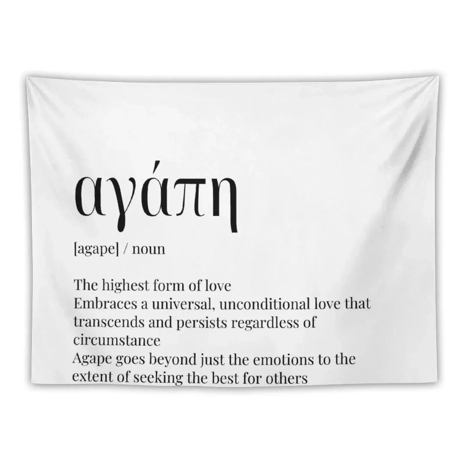 Agape greek definition for love Tapestry Room Decor Wall Mural Tapestry