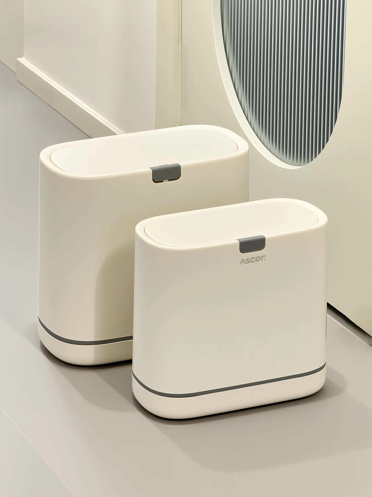 

Large Size High Capacity Covered Luxury Home Kitchen Bedroom Trash Can Rectangular Double Barrel Plastic Body Household Trash...