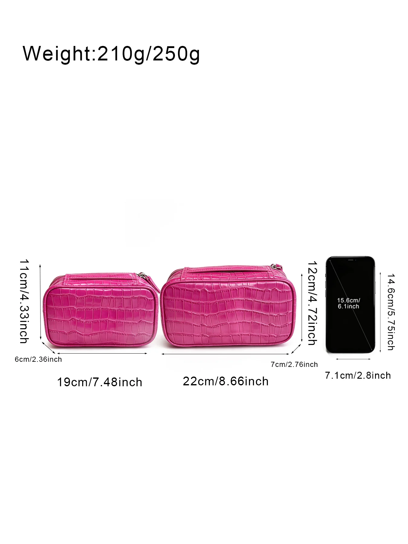 Neue Rosenrote Echte Krokodilleder-Textur Kosmetiktasche Große Kapazität Reise-Tragbare Handtasche Organizer Make-up-Tasche Etui – Detail 5