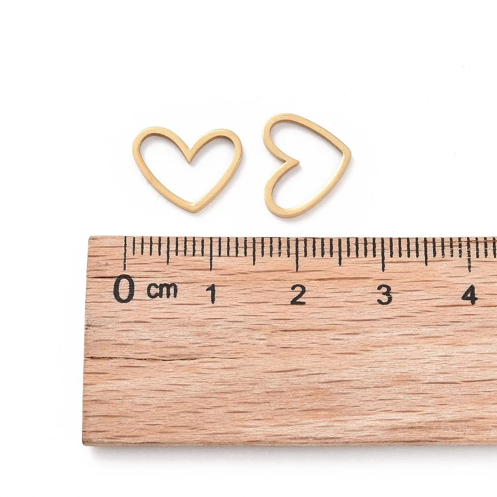 50pcs 201 Stainless Steel Linking Rings Laser Cut Asymmetrical Heart Gold Plated for Making DIY Jewelry Necklace Bracelet Crafts