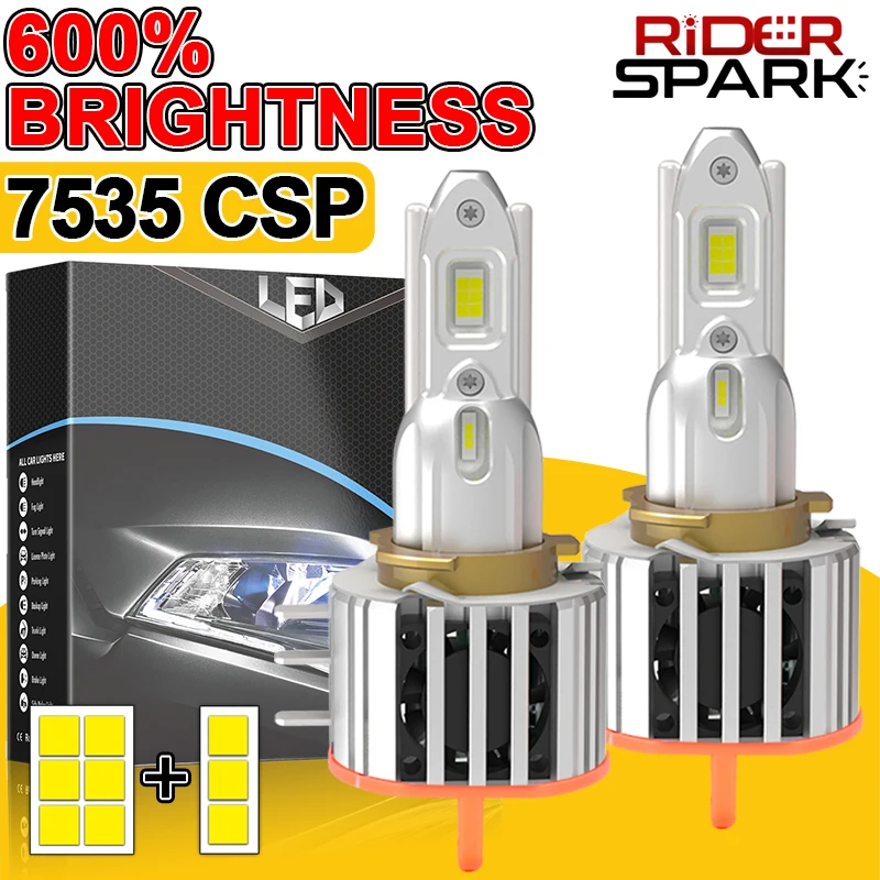 

H15 LED Headlight Bulb DRL Highbeam 300W 30000LM 6000k H15 Led 7535 CSP Car Lamps Auto Lights Wireless Turbo Fan Plug and Play