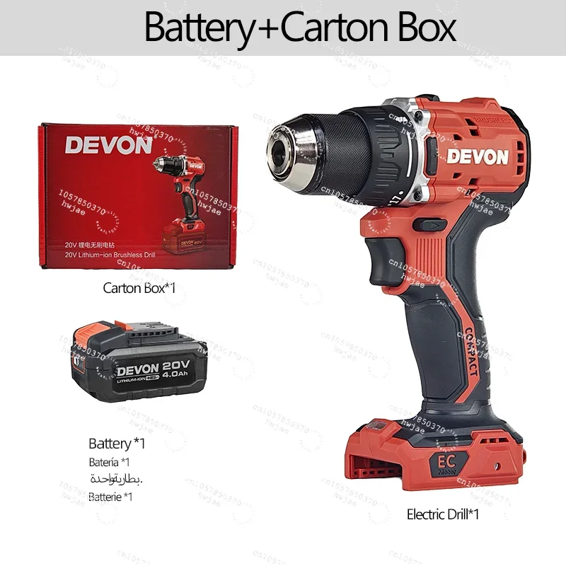 5203-Li-20 DEVON Other Electric Drills Cordless Power Drill Machine 20V Battery Operated Hand Drill
