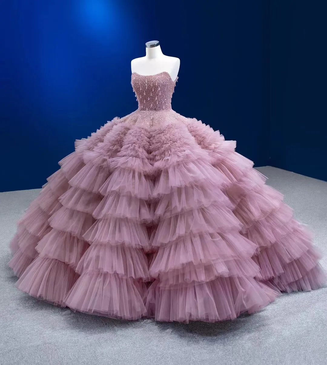 Vestidos de Quinceañera de Charro hinchado, vestido de baile de tul transparente escalonado con cuentas, vestidos de dulce mexicano 16, 15 años