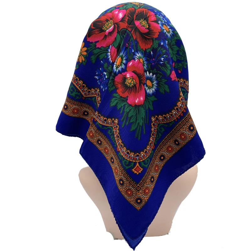 70*70cm Russian Floral Scarf Women Small Square Bandana Ethnic Shawl Women's Headband Scarves Lady Handkerchief Head Wraps