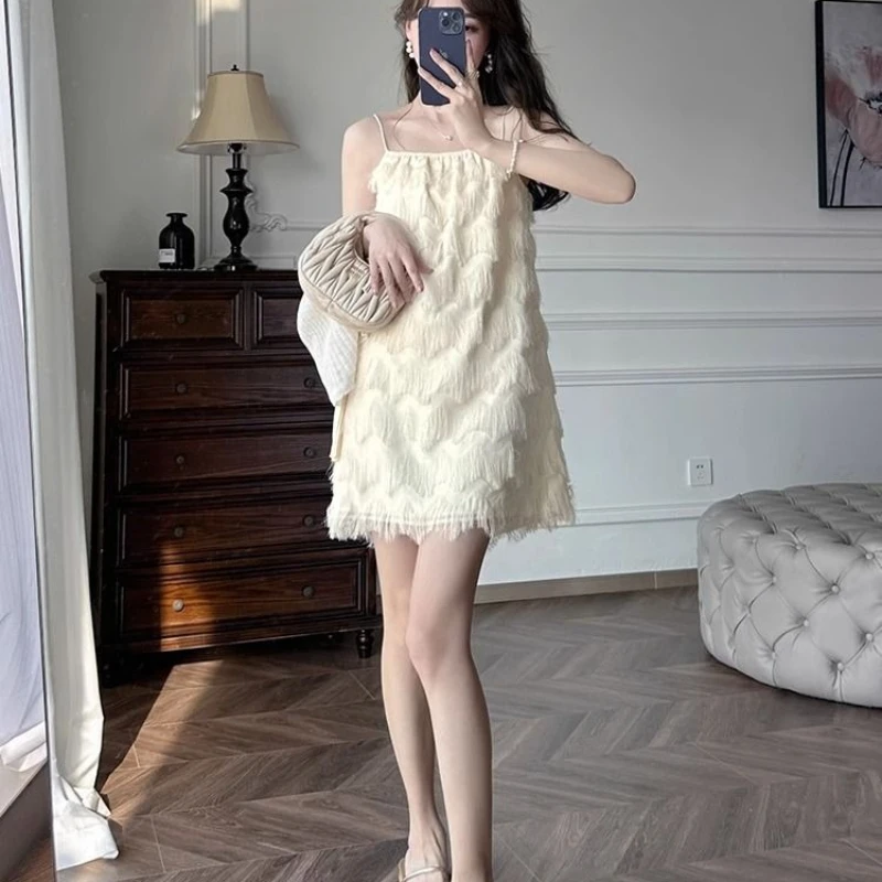 Fringed Dress 2025 Summer Beach Holiday Style A Fringed Women's Suspender Dress