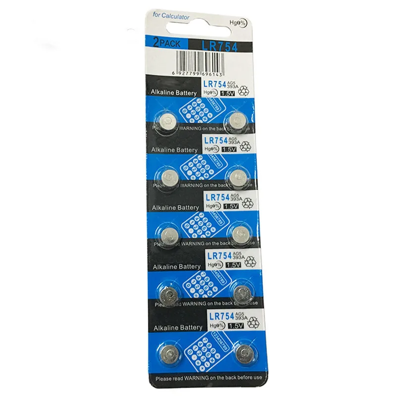 10PCS/LOT  AG5/393A/398A/LR754/LR48 coin cell button battery.