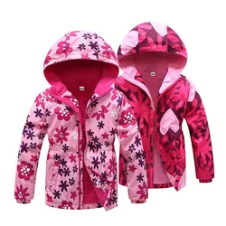 Girls Jacket Spring Children's Flower Fleece Clothes Girls Coat Windbreaker Outerwear Kids Polar Fleece Windproof 3-12T
