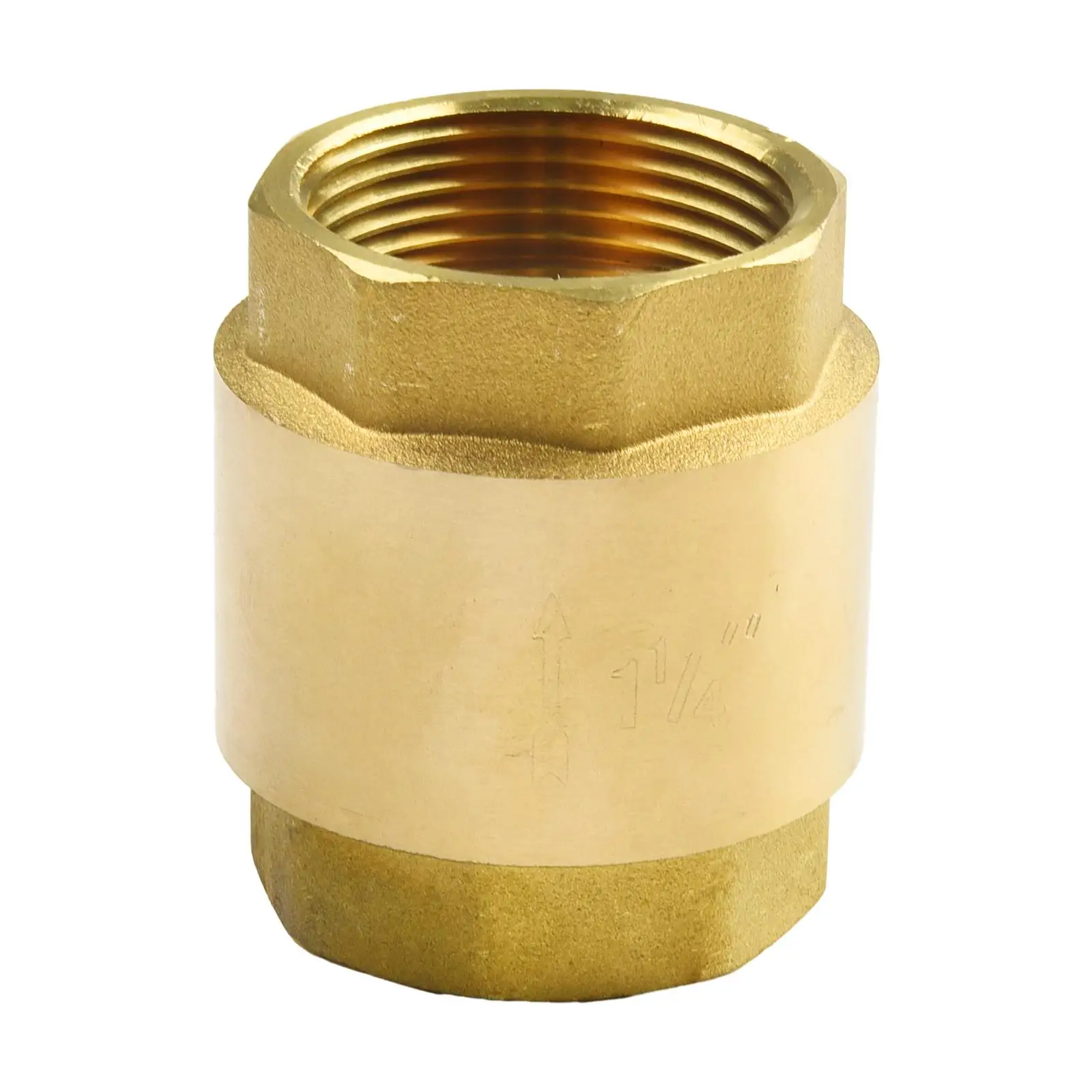 1-1/4 Inch NPT Brass Check Valve Female Pipe Thread FPT 200 PSI Spring Loaded Way Flow Control For Well Pump Water System