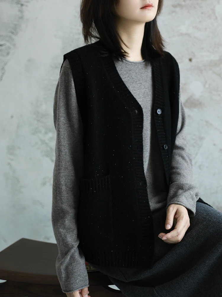 

Вязаный шерстяной кардиган Bla Svel: простой, повседневный, свободного кроя, для ранней осени, с V-образным вырезом и пуговицами, женский топ для многослойных образов