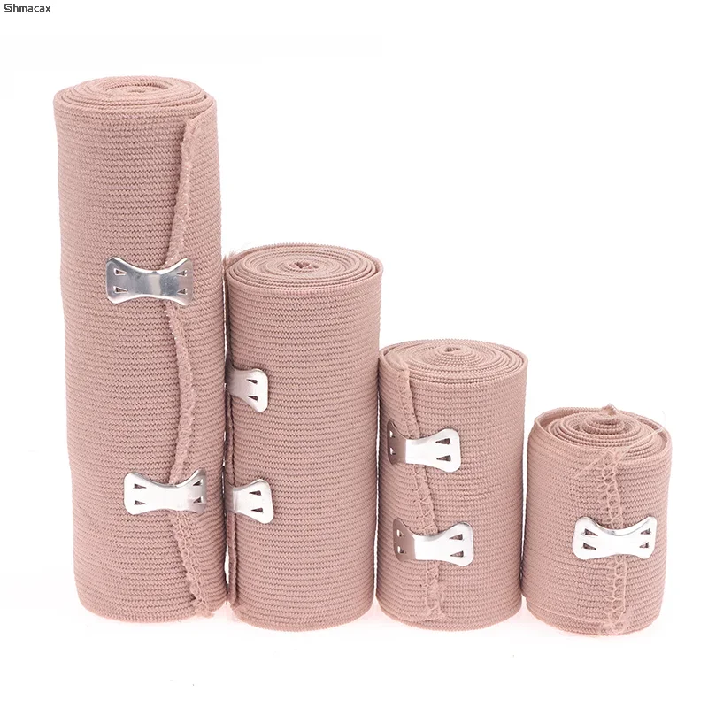 1 Roll Compression Bandage Wrap With Clips Sports Bandages Tape For Ankle Wrist Arm Leg Sprains First Aid Bandages Measure