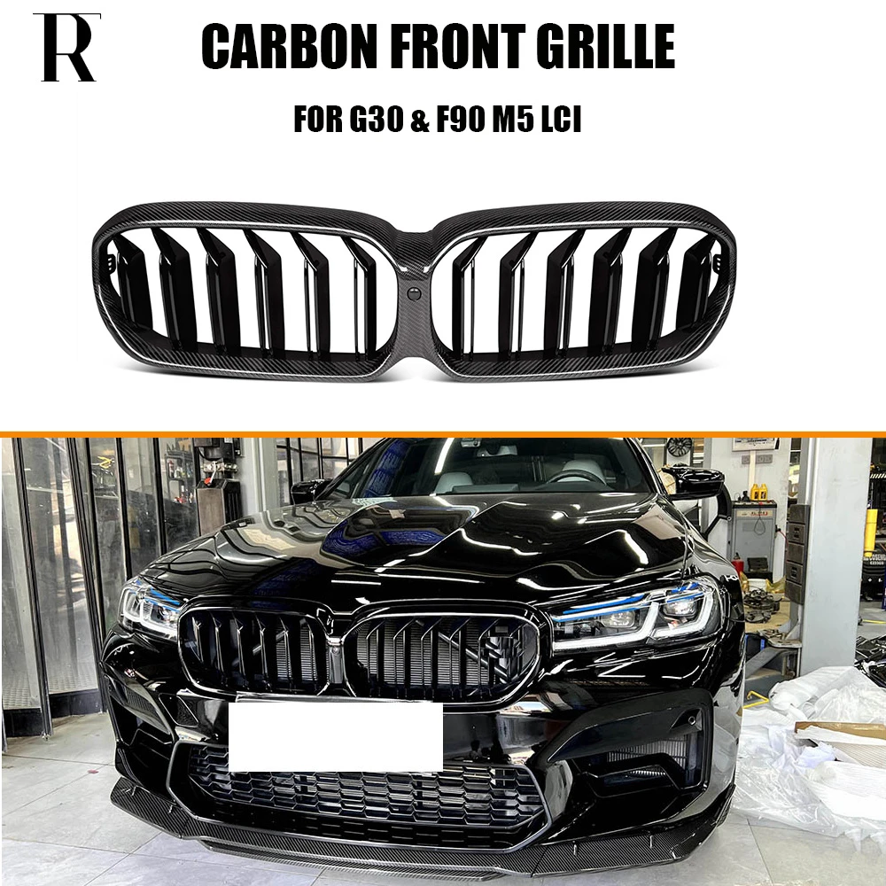 

Replaced Style Carbon Fiber + ABS Front Bumper Mesh Grill Grille for BMW G30 G31 520 530 540 550 & F90 M5 LCI 2020-2024