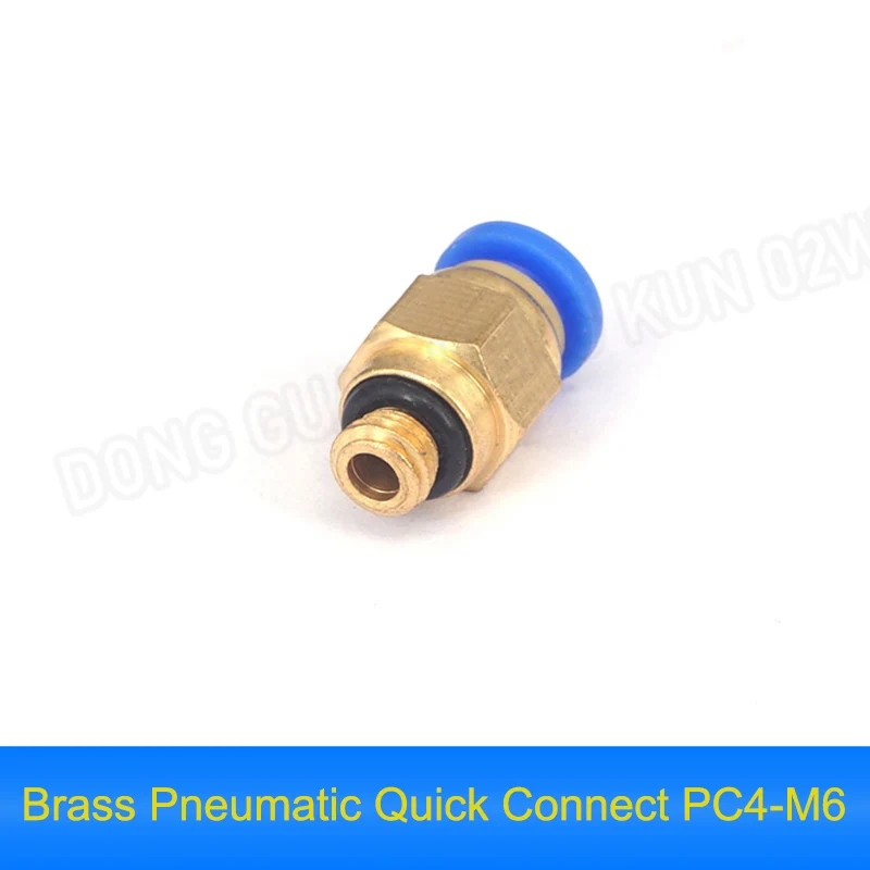 2 Pcs/Lot PC4-M6 Pneumatic Connector Hot End Remote Air Pipe Quick Plug Brass Feed Conveyor Port For 3D Printer Accessories