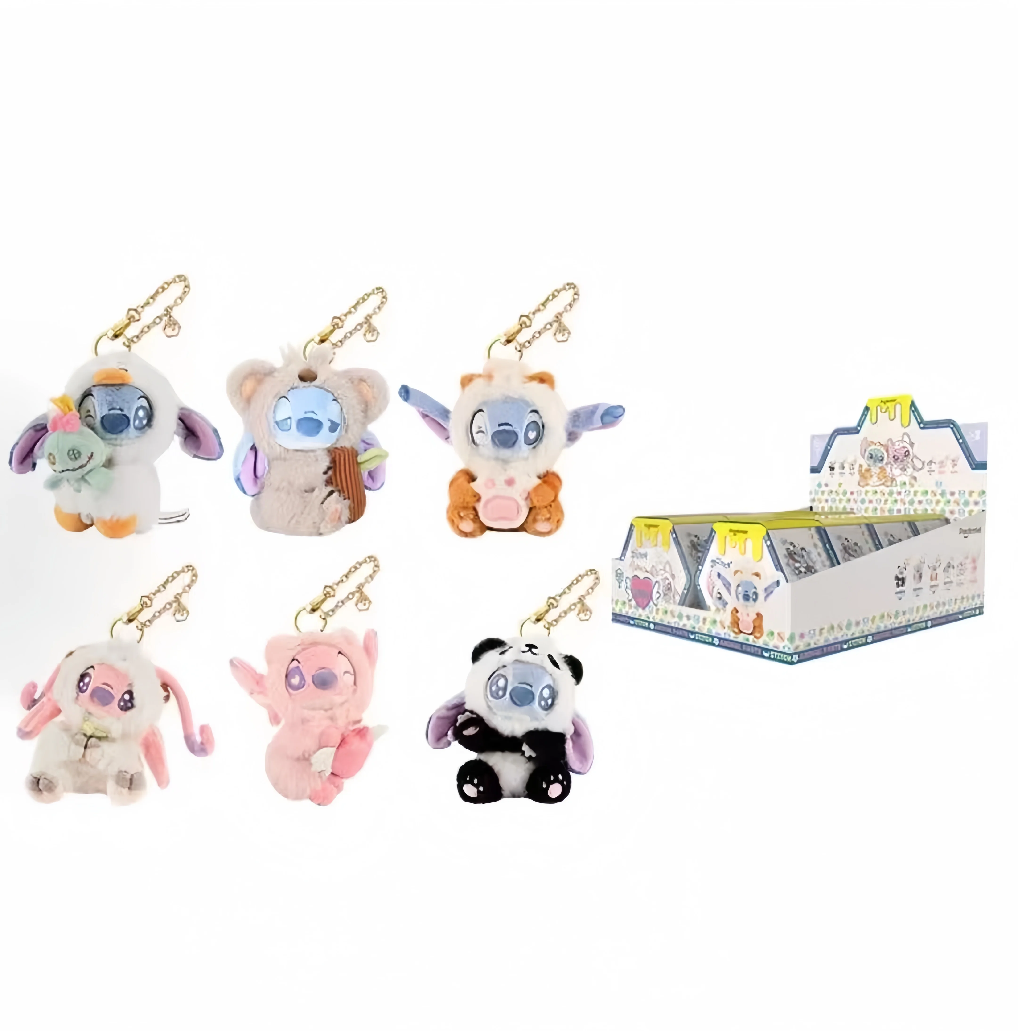 

2025 Stitch Animal Party Series Blind Box Kawaii Stitch Angel Figure Doll Bag Pendant for Kids Fans Girl Plush Keychain Gift