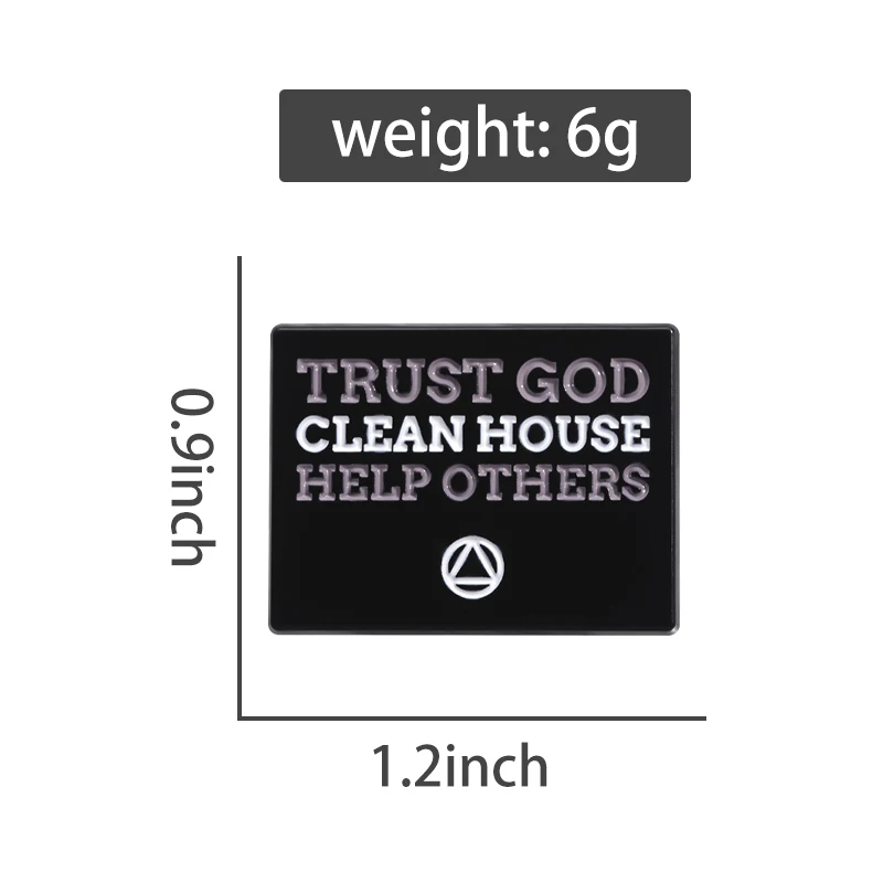 Trust God Clean House Help Others Brooch Enamel Pins Creative Punk Decorative Brooches Clothes Lapel Badge Jewelry Accessories