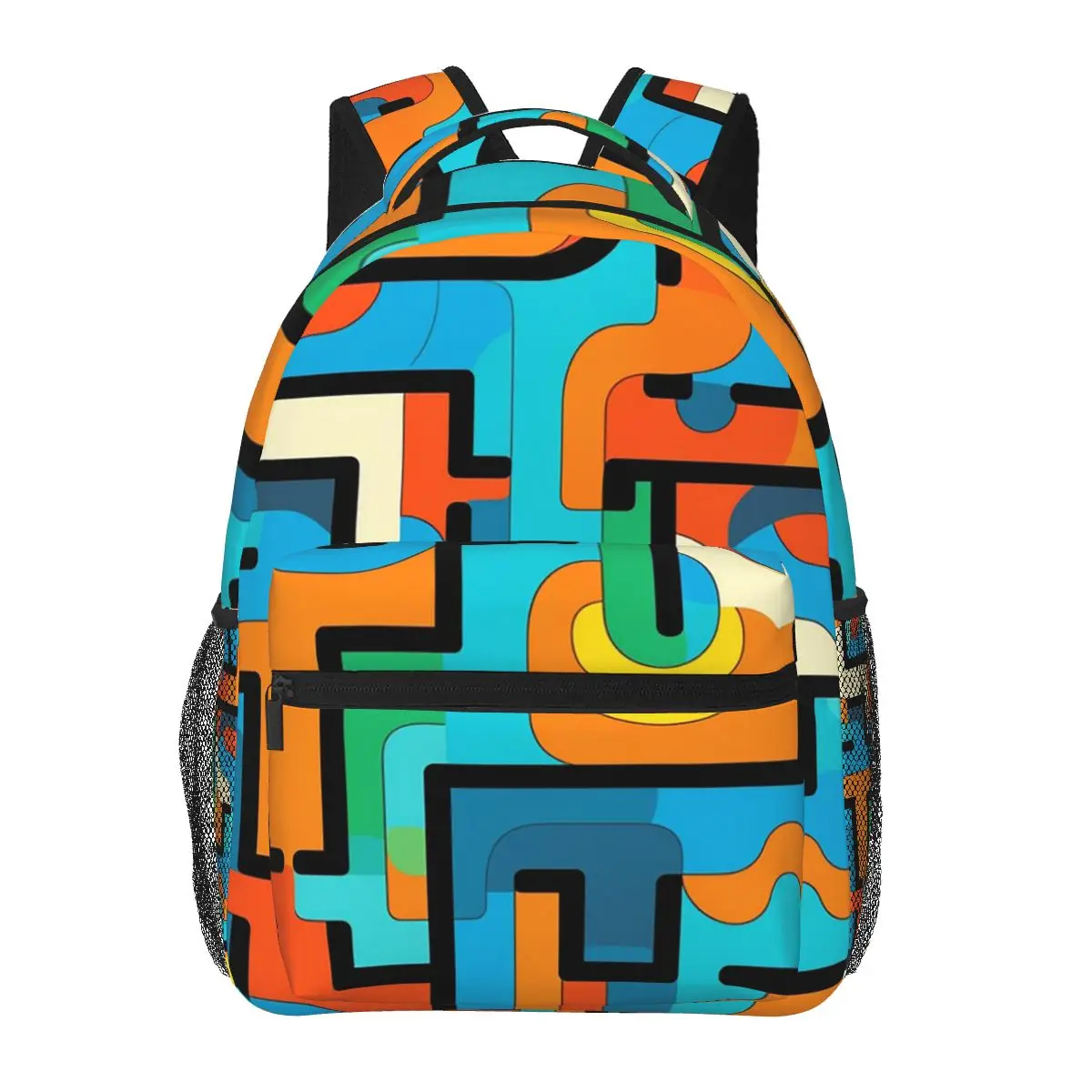

Labyrinth Colorful Abstract Geometric Lines Student Backpack School Bag Hiking Travel Daypack for Kids Bookbag Shoulder Bags