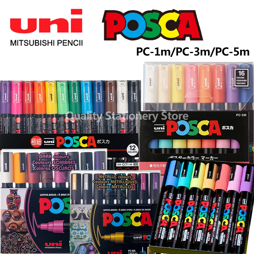 UNI POSCA Marker Set PC-1M/3M/5M POP Poster Advertising Art Supplies Office Student Painting Hand-drawn Stationery Graffiti