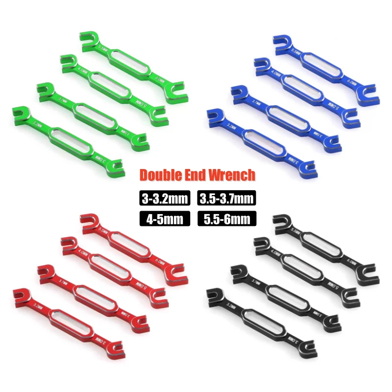 

4Pcs Wrench 3/3.2/3.5/3.7/4/5/5.5/6mm Double End Universal Spanner Turnbuckle Nut Wrench For RC Car HSP Traxxas Axial Tools