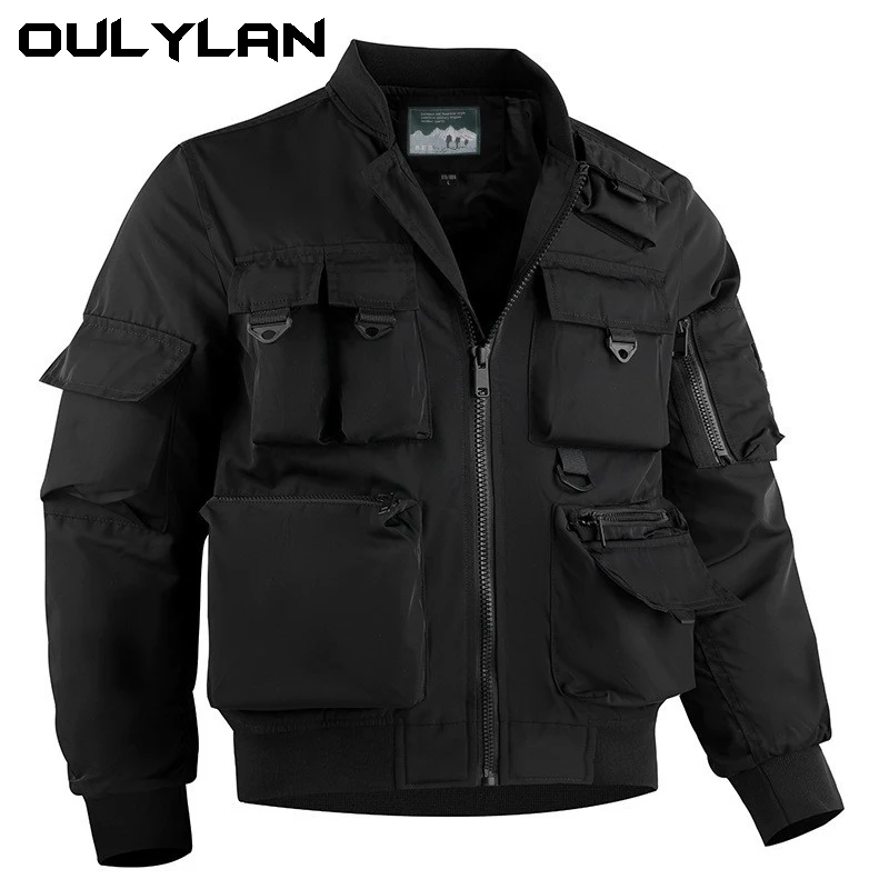 

New Classic Pilot Jacket Men's Baseball Coat Functional Multi Pocket Jackets for Men Assault Suit Workwear Top Male