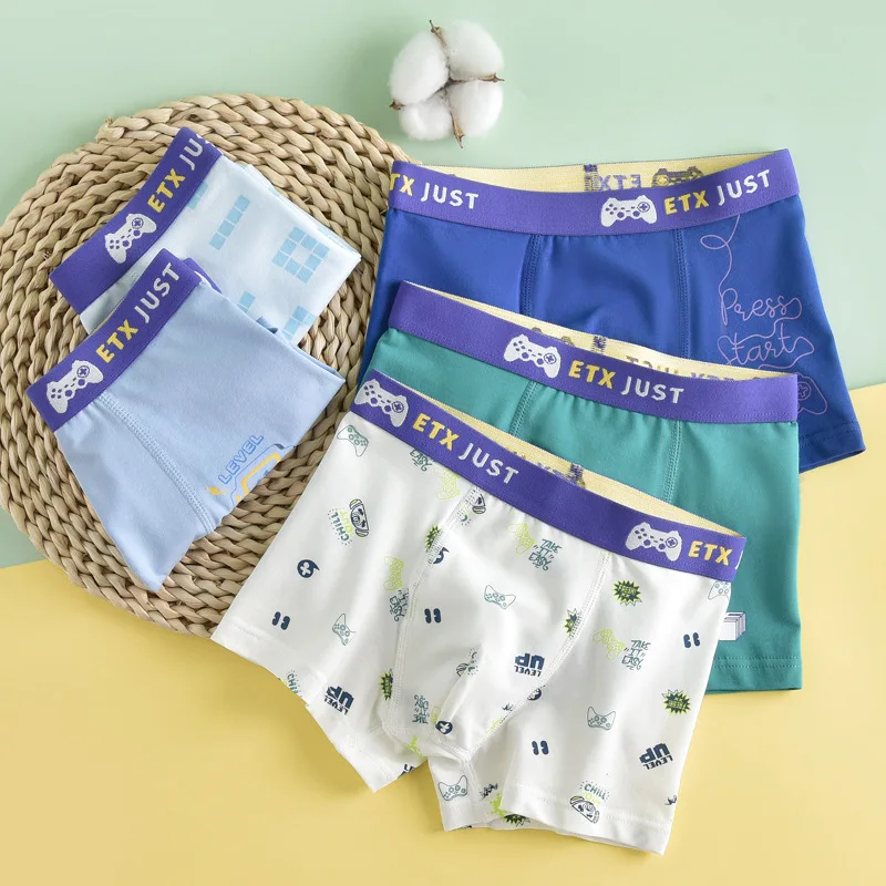 5-Pack Boys Cotton Boxer Shorts Underwear Cartoon Print High-Quality Kids Boxers for Ages 2-20 Teen Student Essentials