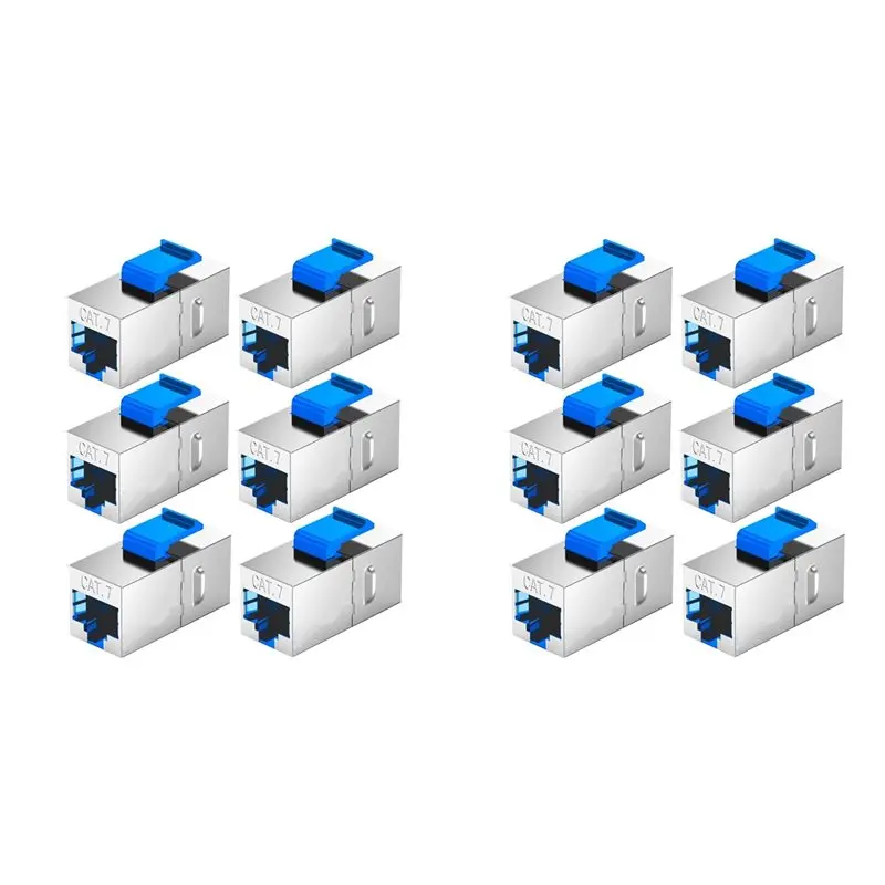 B44C 12PCS For Keystone CAT7 RJ45 Connector Expansion Coupler Ethernet LAN Network Ethernet Cable Extender