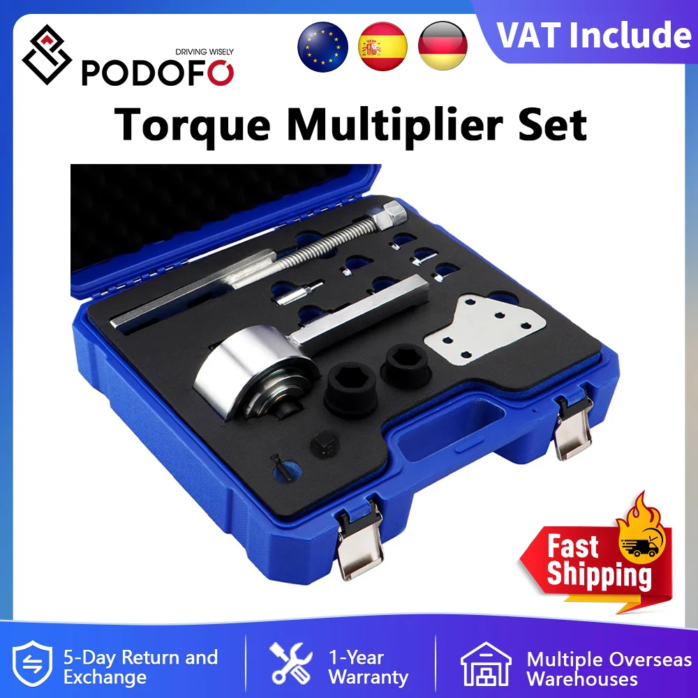 Podofo 5:1Torque Multiplier Set Engine Crankshaft Pulley Removal Tools for Ford 1.0T ECOBOOST Timing Kit Tool 303-1611