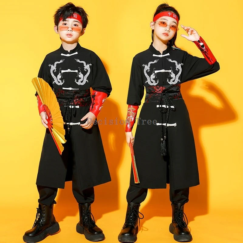 

2025 новый китайский улучшенный стиль вышивки, детский уличный танец, джаз, танец и боевые искусства, кунг-фу, комплект костюмов для выступлений