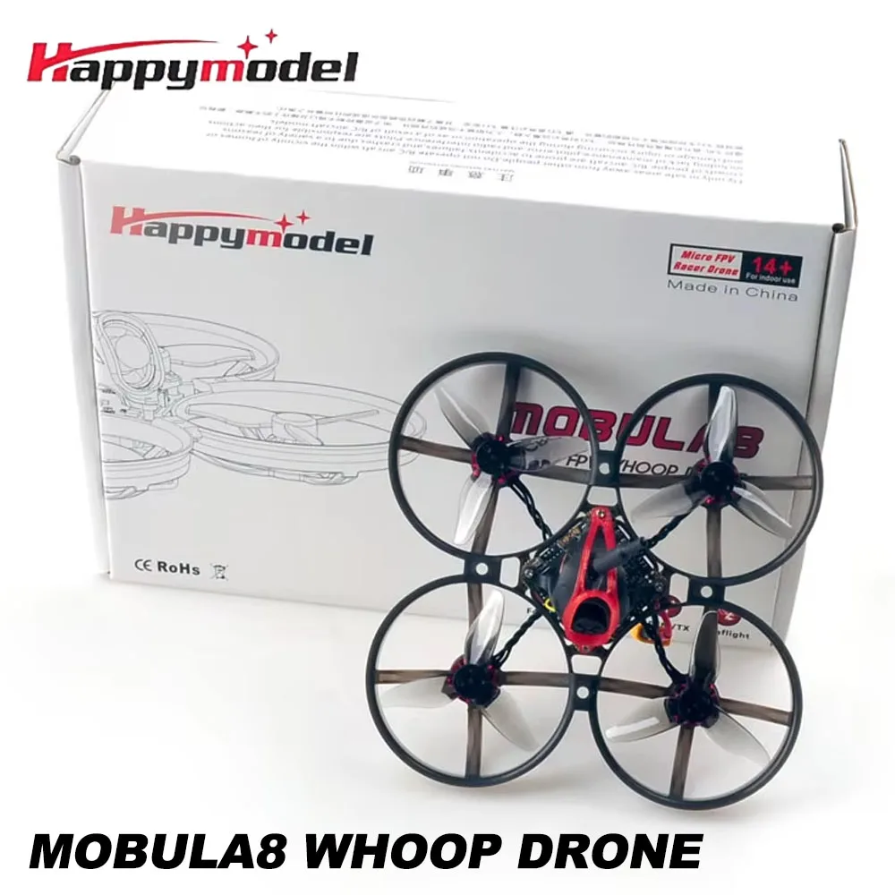 HappyModel Mobula8 Mobula 8 1-2S 85mm Micro FPV Whoop Quadcopter Drone ELRS Receiver X12 AIO Caddx Ant Brushless EX1103 Motor