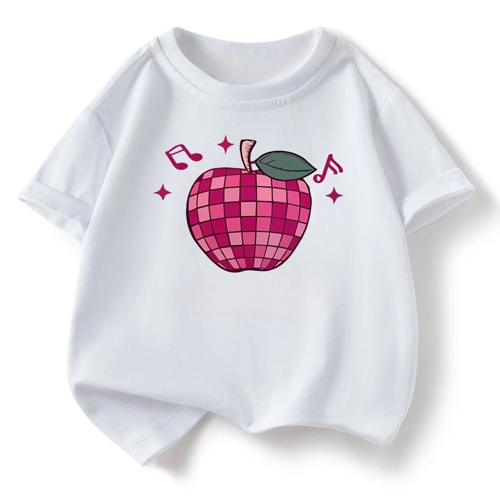 Summer Children's T-shirt Loose Comfortable Soft Skin Friendly Outdoor Sports Fashion Versatile Fun Apple Printed Top