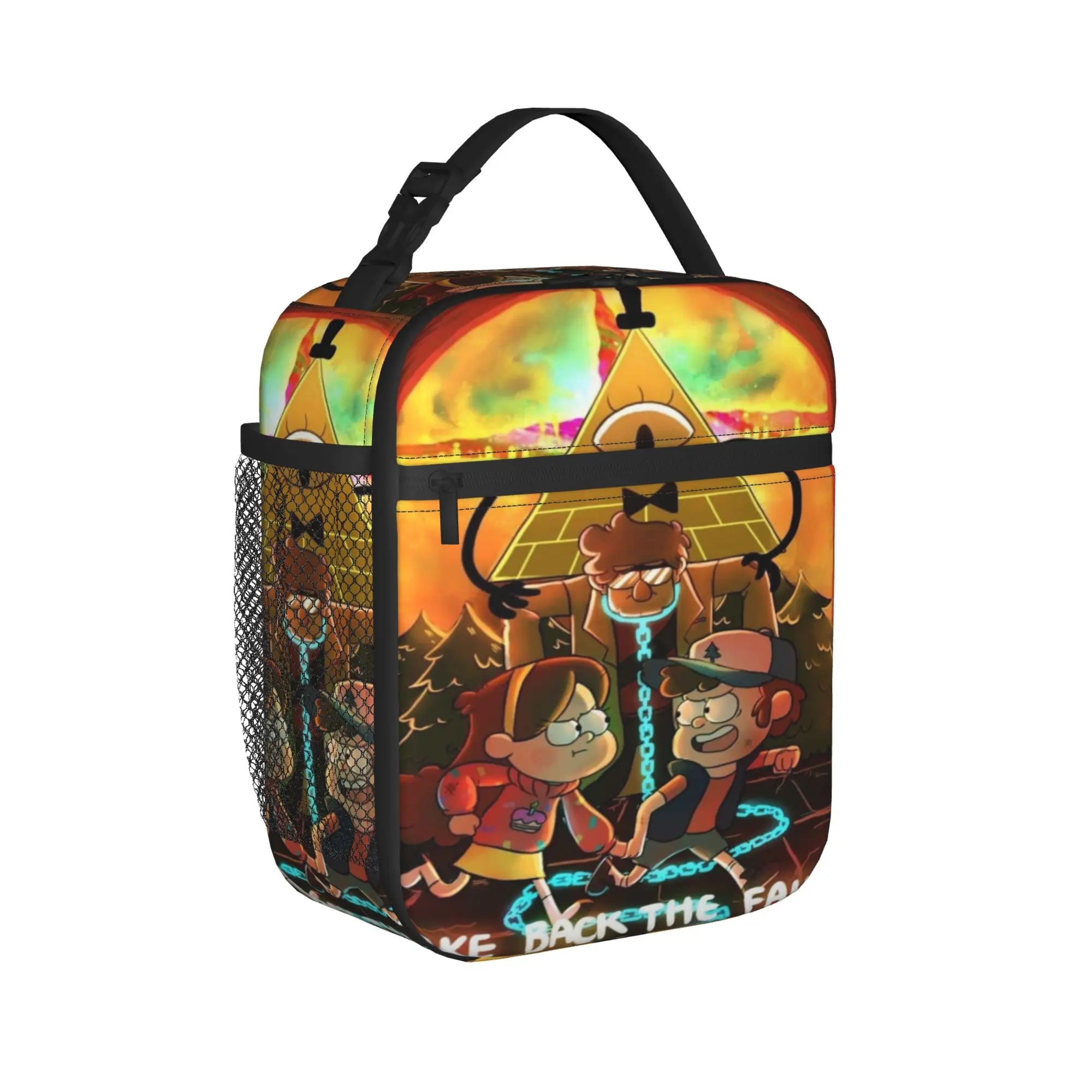 Gravitys Falls Product Insulated Lunch Bag For Office  Storage Food Boxes Portable Thermal Cooler Lunch Box